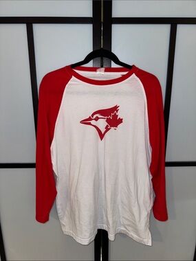 Toronto Blue Jays Canada Day White and Red Raglan 3/4 Sleeve Shirt - Size XL